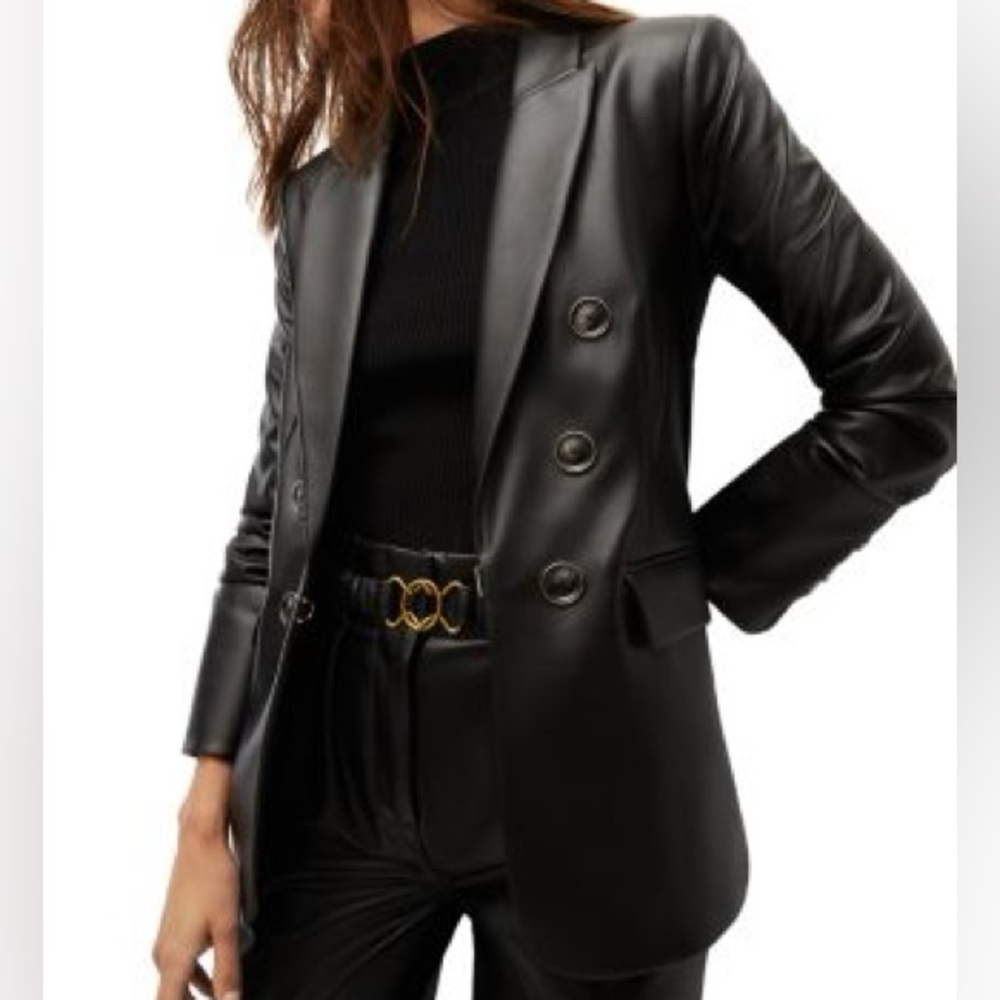 Veronica Beard | Beacon Faux Leather Blazer Size: 8 - Picture 2 of 9